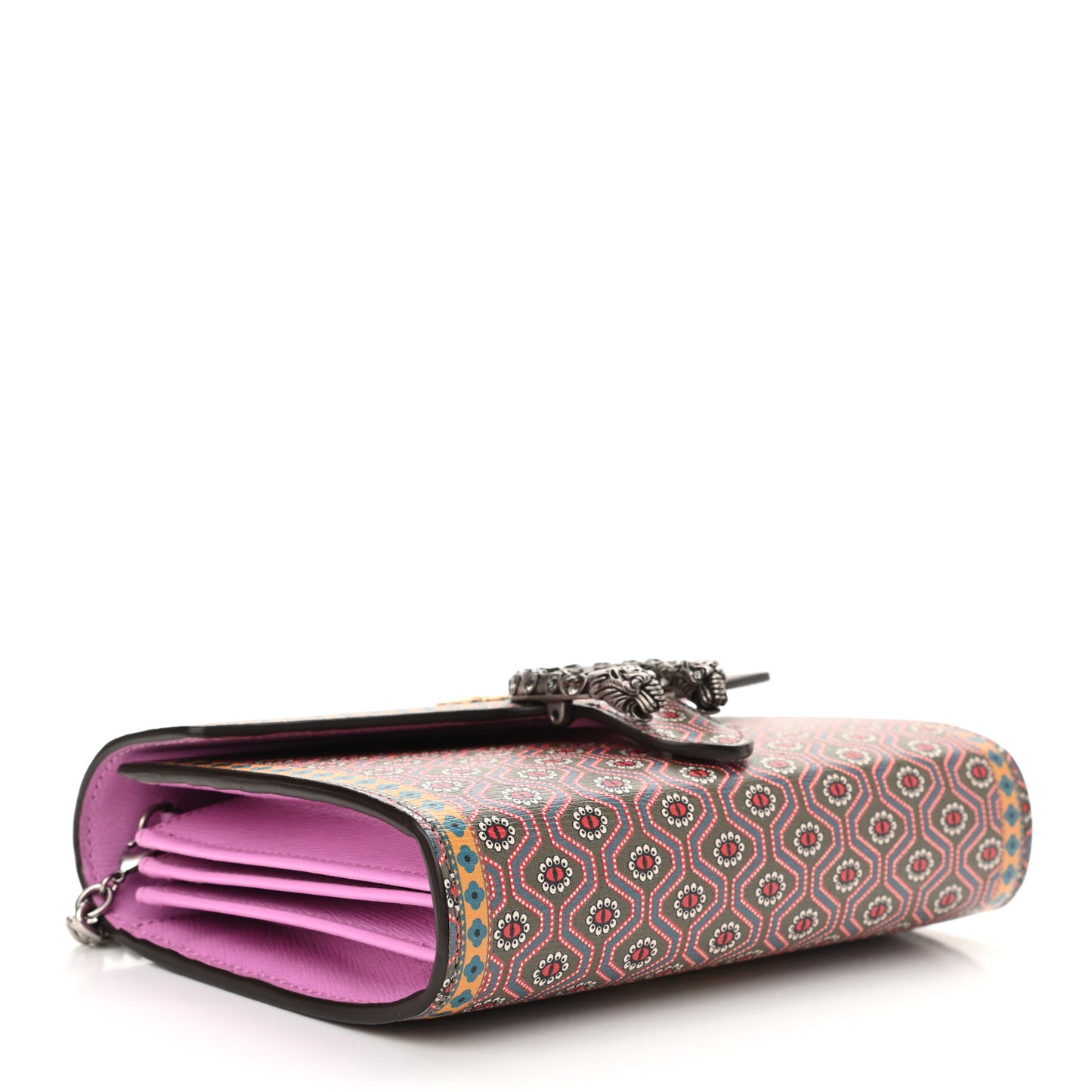 Calfskin Printed Garden Dionysus Chain Wallet Multicolor