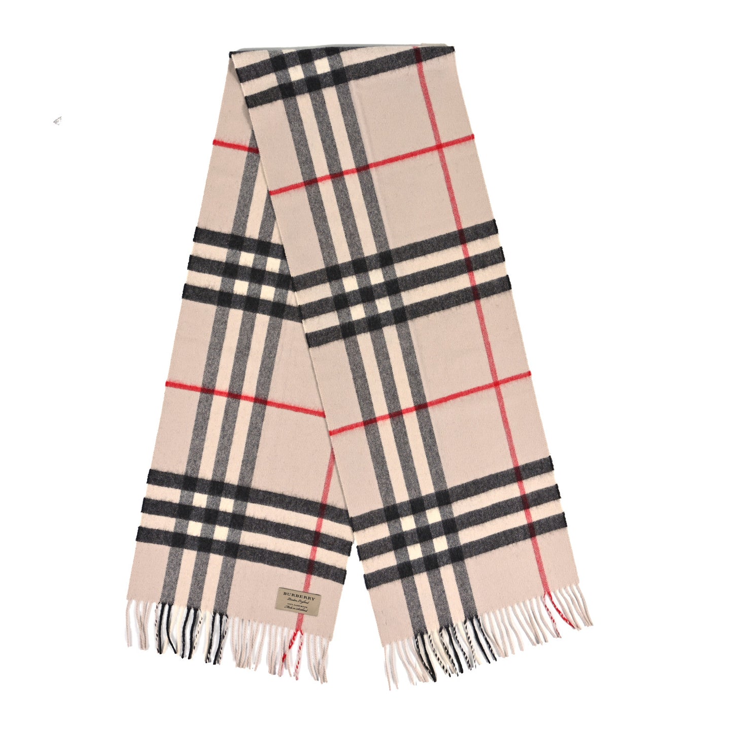 Cashmere Giant Check Fringe Scarf Stone