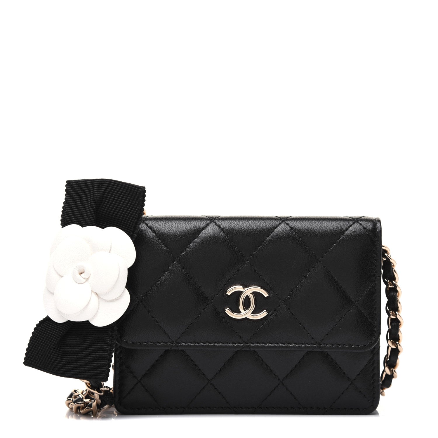 Chanel Lambskin Quilted My Chanel Lady Card Holder On Chain Black 1 of 15