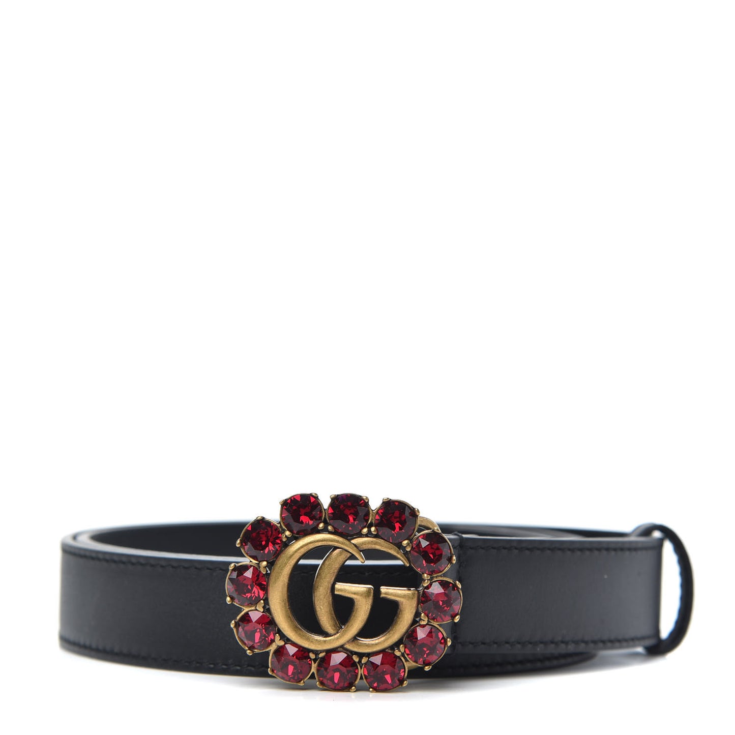 Calfskin Crystal Double G 30mm Belt 85 34 Black