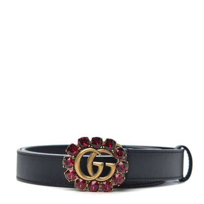Gucci Calfskin Crystal Double G 30mm Belt 85 34 Black 1 of 4