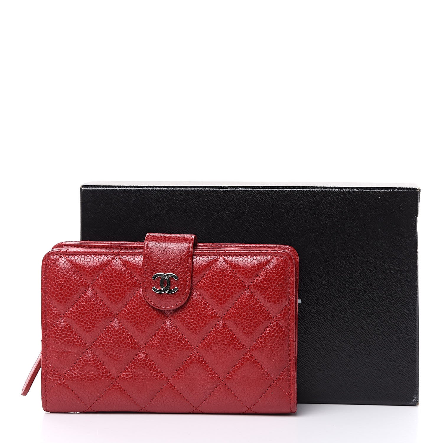 Chanel Caviar Quilted Zipped Pocket Wallet Dark Red 13 of 13