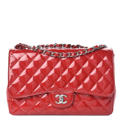 Chanel Patent Quilted Jumbo Single Flap Red 1 of 18