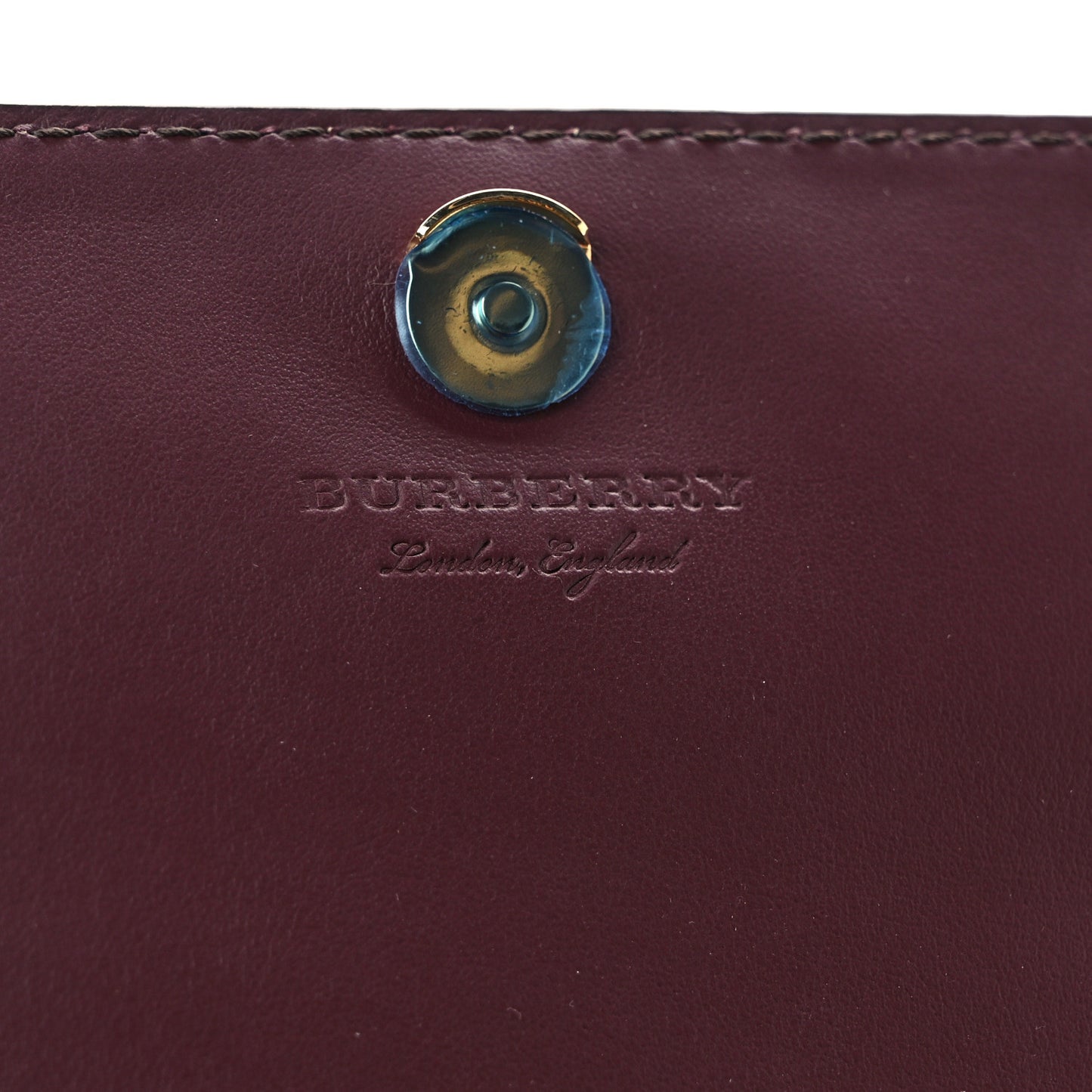 Grained Calfskin House Check Tartan Mix Hampshire Wallet On Chain Burgundy