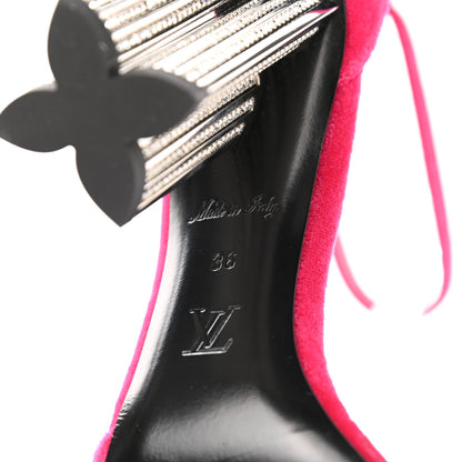 Louis Vuitton Velvet Crystal Silhouette Sandals 36 Pink 7 of 9