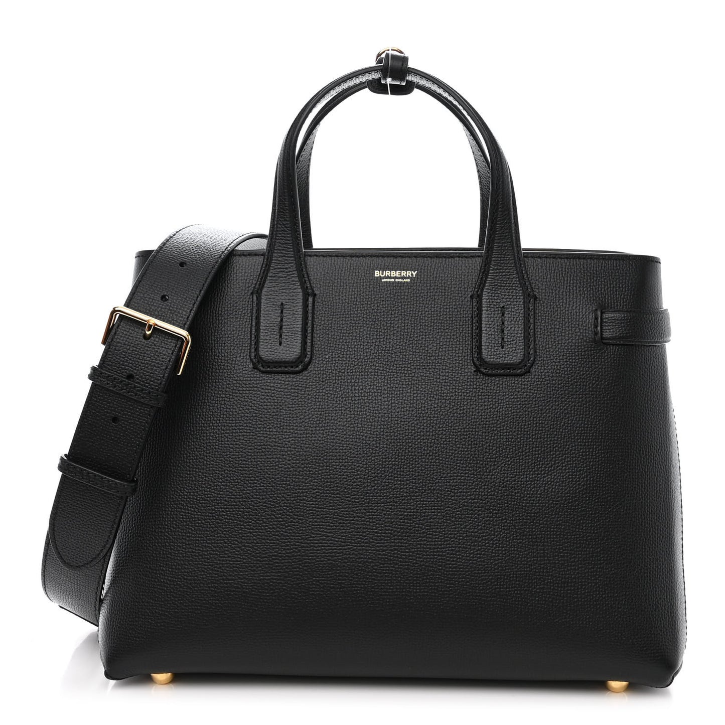 Grainy Calfskin House Check Medium Banner Tote Black