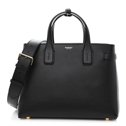 Burberry Grainy Calfskin House Check Medium Banner Tote Black 1 of 13