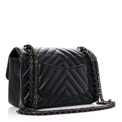 Chanel Aged Calfskin Chevron Quilted 2.55 Reissue Mini Flap So Black 3 of 14