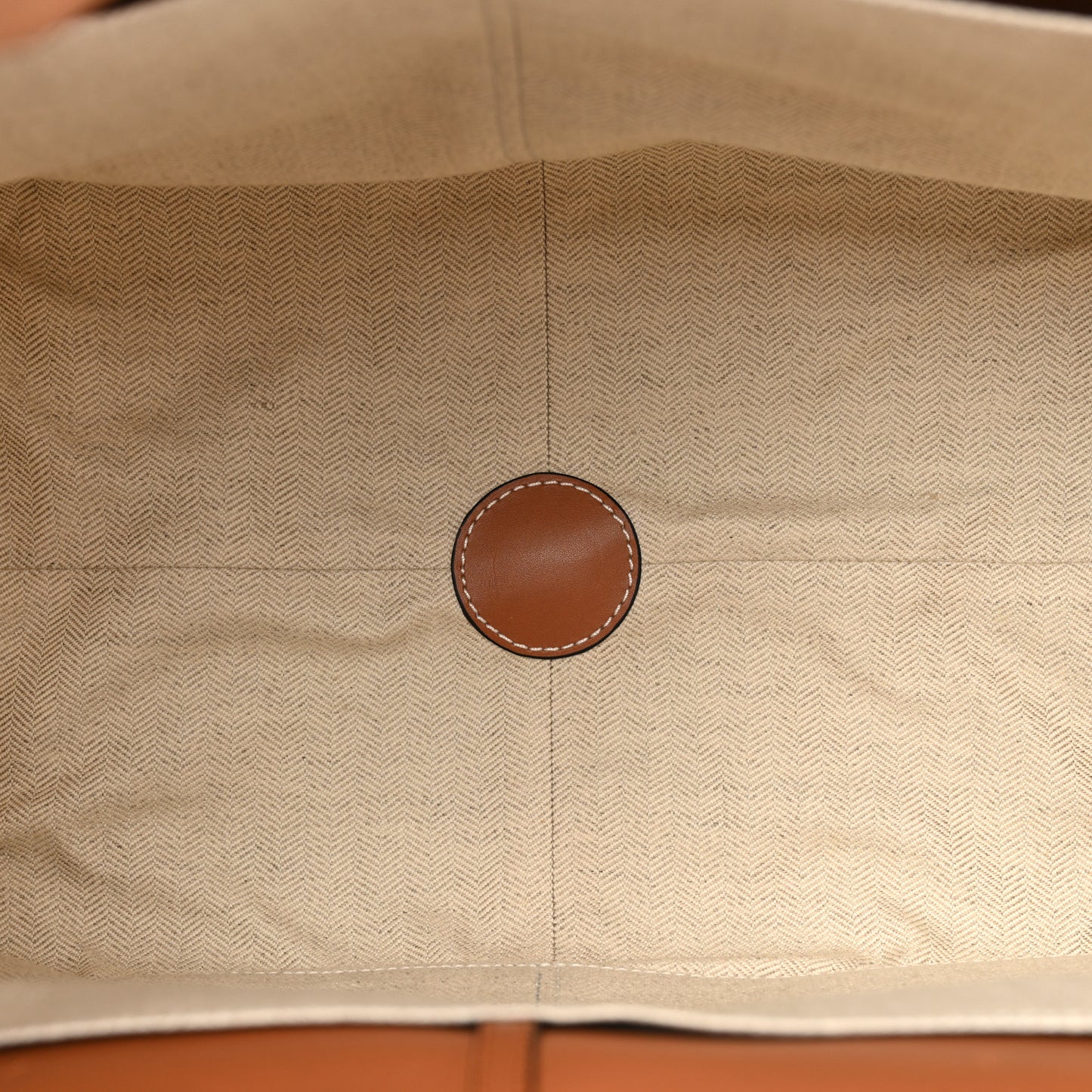 Canvas Calfskin Small Cushion Tote Beige