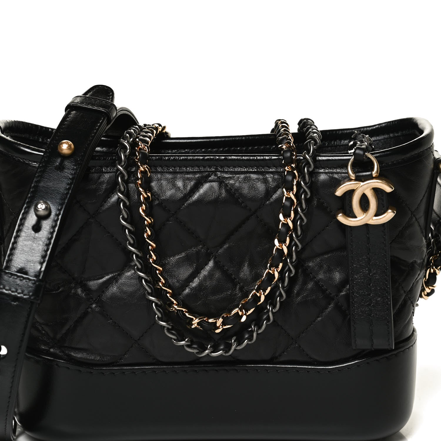 Chanel Aged Calfskin Quilted Small Gabrielle Hobo Black 8 of 11