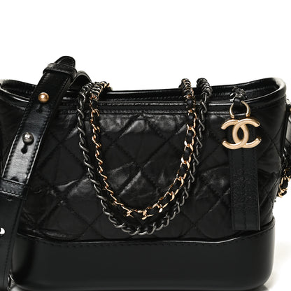 Chanel Aged Calfskin Quilted Small Gabrielle Hobo Black 8 of 11