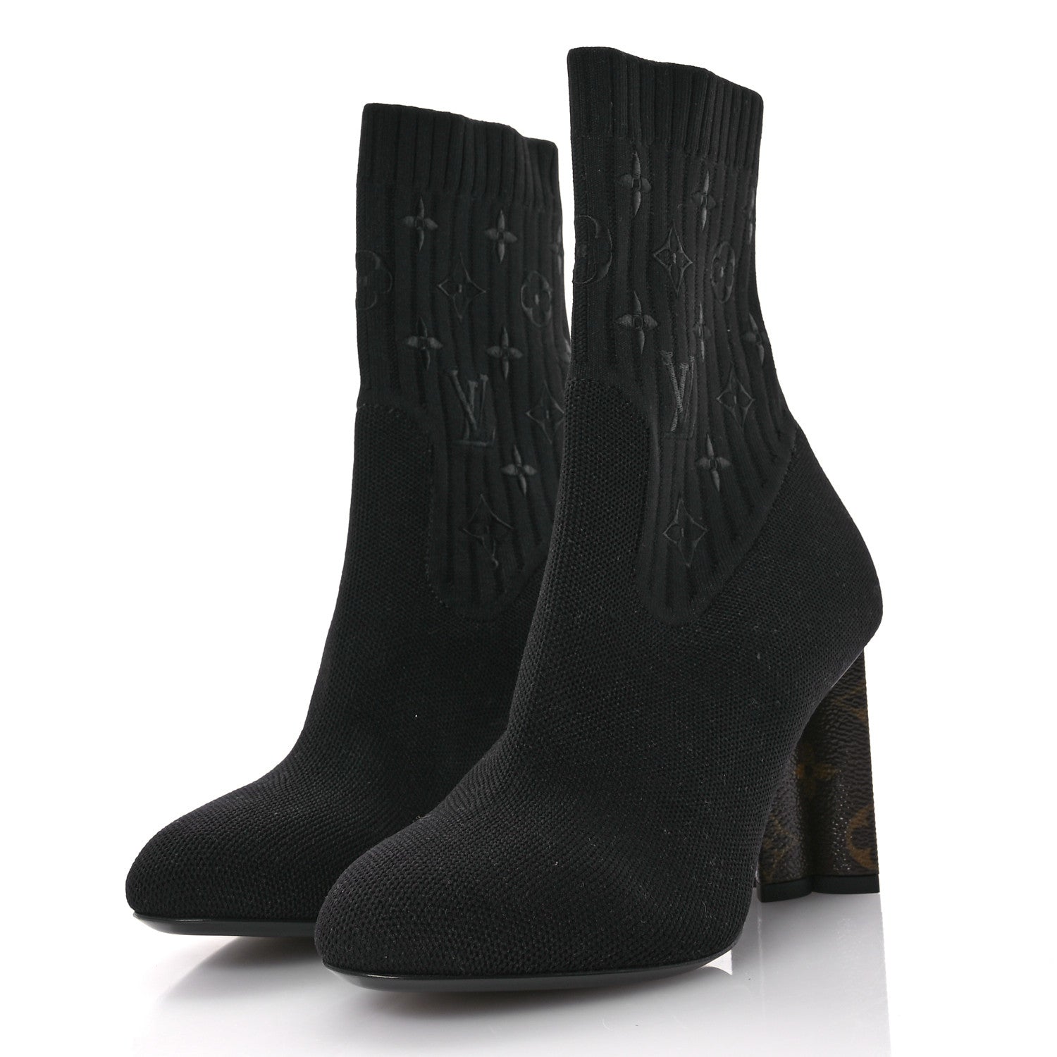 Louis Vuitton Monogram Stretch Fabric Silhouette Ankle Boots 37 Black 4 of 8