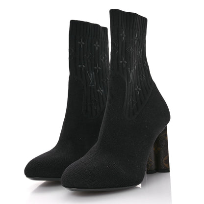 Louis Vuitton Monogram Stretch Fabric Silhouette Ankle Boots 37 Black 4 of 8