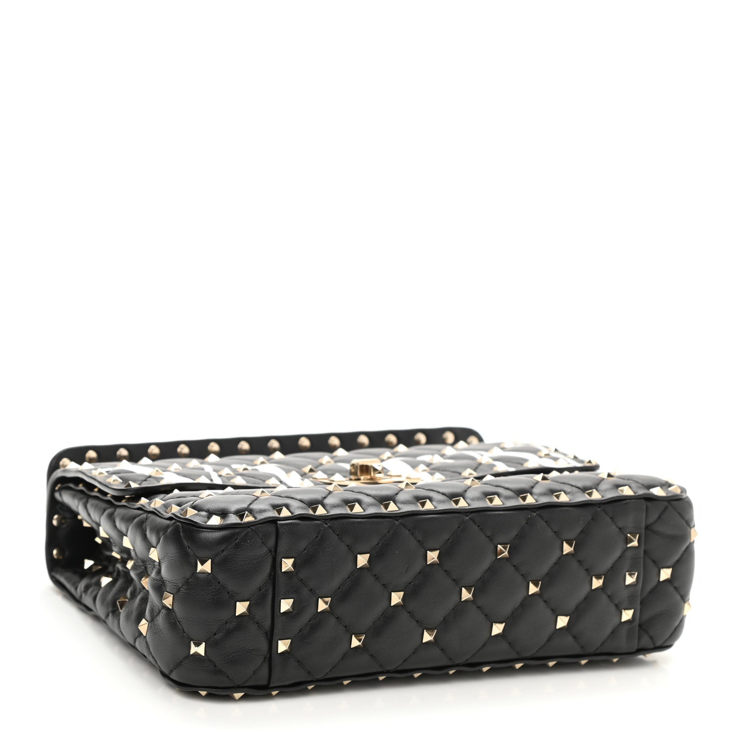 Valentino Garavani Lambskin VLTN Print Medium Rockstud Spike Shoulder Bag Black 4 of 8