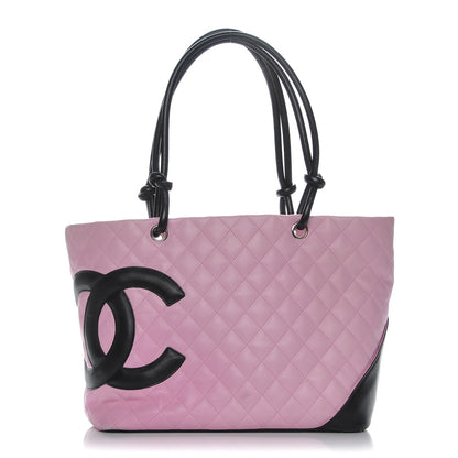 Chanel Calfskin Quilted Large Cambon Tote Pink Black 1 of 13