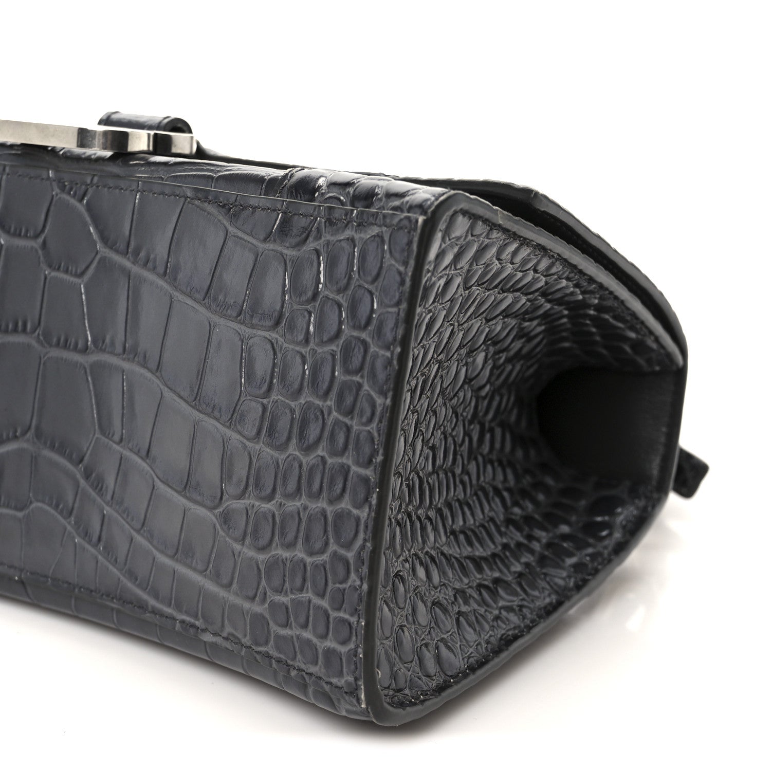 Balenciaga Shiny Calfskin Crocodile Embossed Small Hourglass Top Handle Bag Dark Grey 11 of 11
