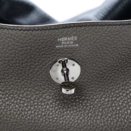 Hermes Taurillon Clemence Lindy 30 Etain Bleu Indigo 6 of 11