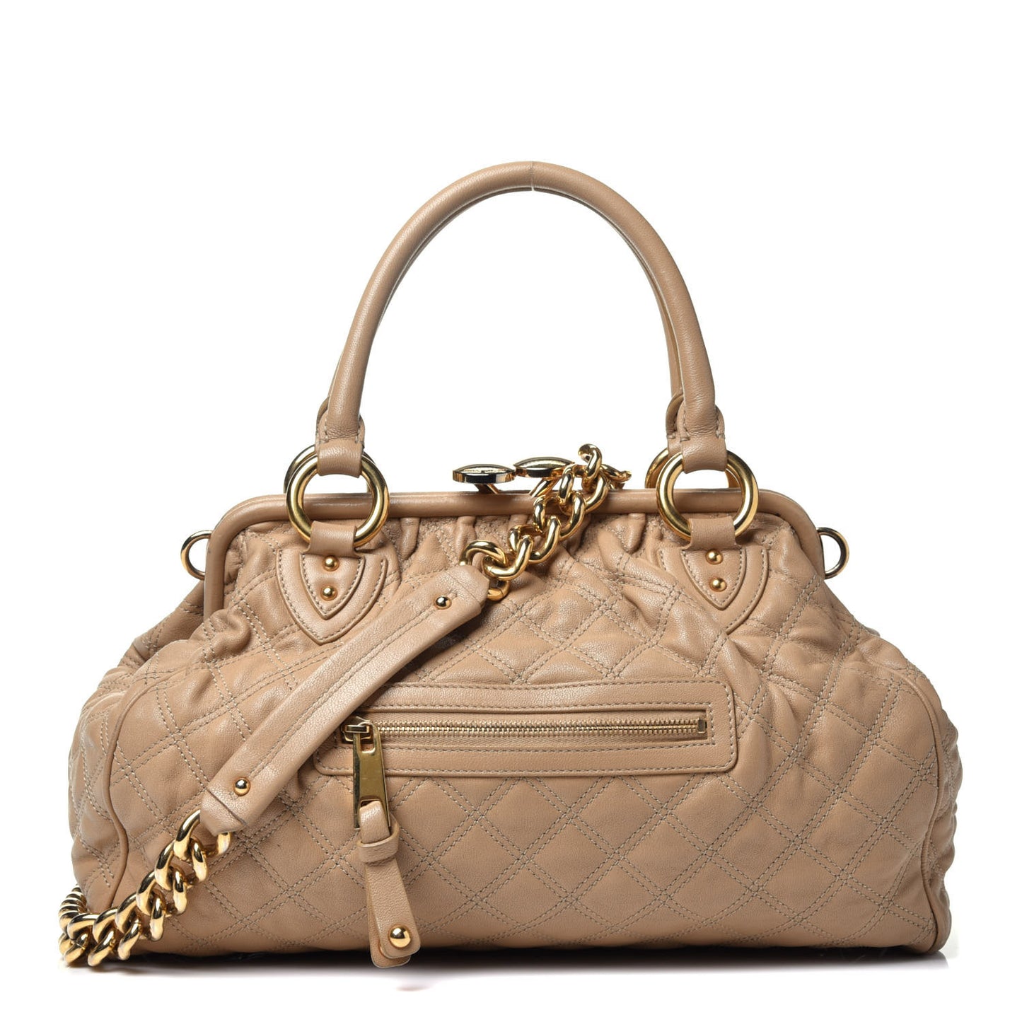 Calfskin Quilted Stam Beige