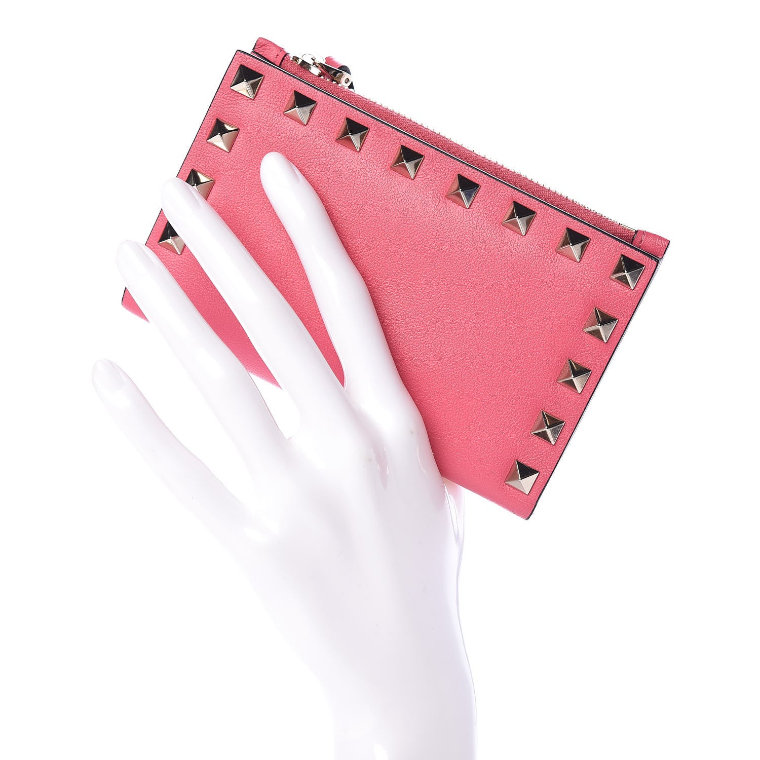 Valentino Garavani Vitello Rockstud Coin Case Card Holder Shadow Pink 2 of 8