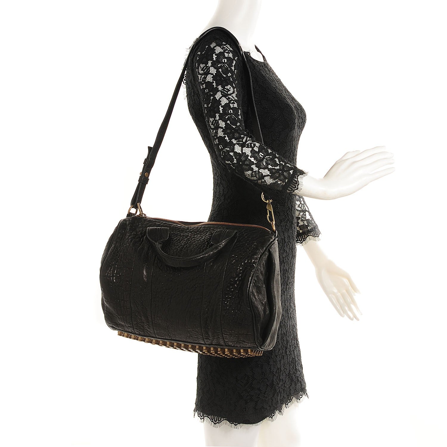Alexander Wang Pebbled Lambskin Rocco Black Antique Brass Hardware 2 of 9