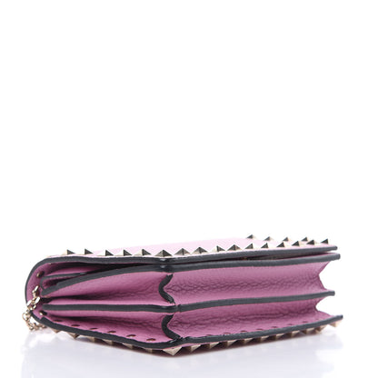 Valentino Garavani Grained Calfskin Rockstud Wallet on Chain Pink 4 of 11