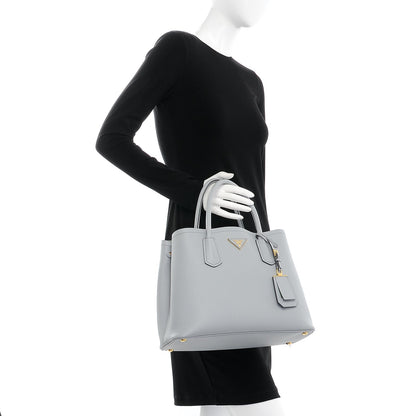 Prada Saffiano Cuir Large Double Bag Granito Acquamarina 3 of 10