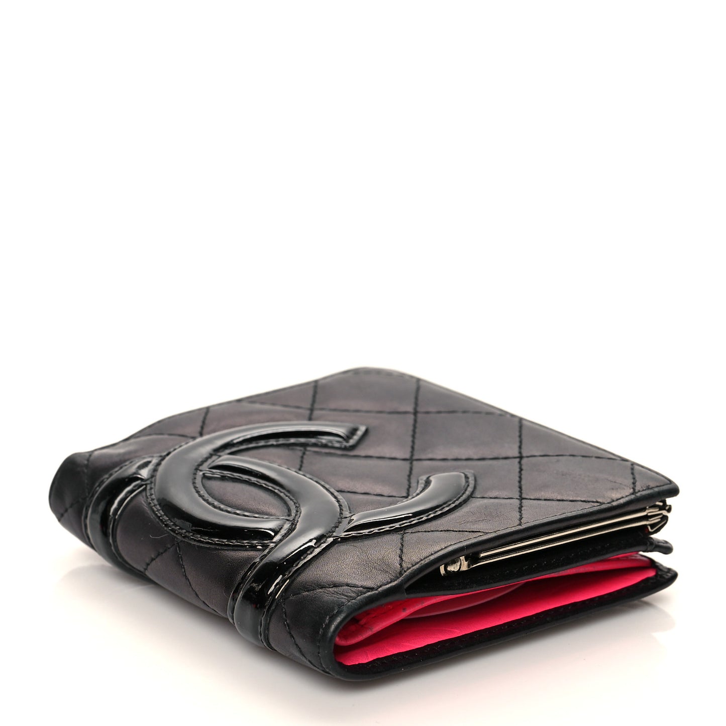 Calfskin Quilted Cambon Bi-Fold Wallet Black