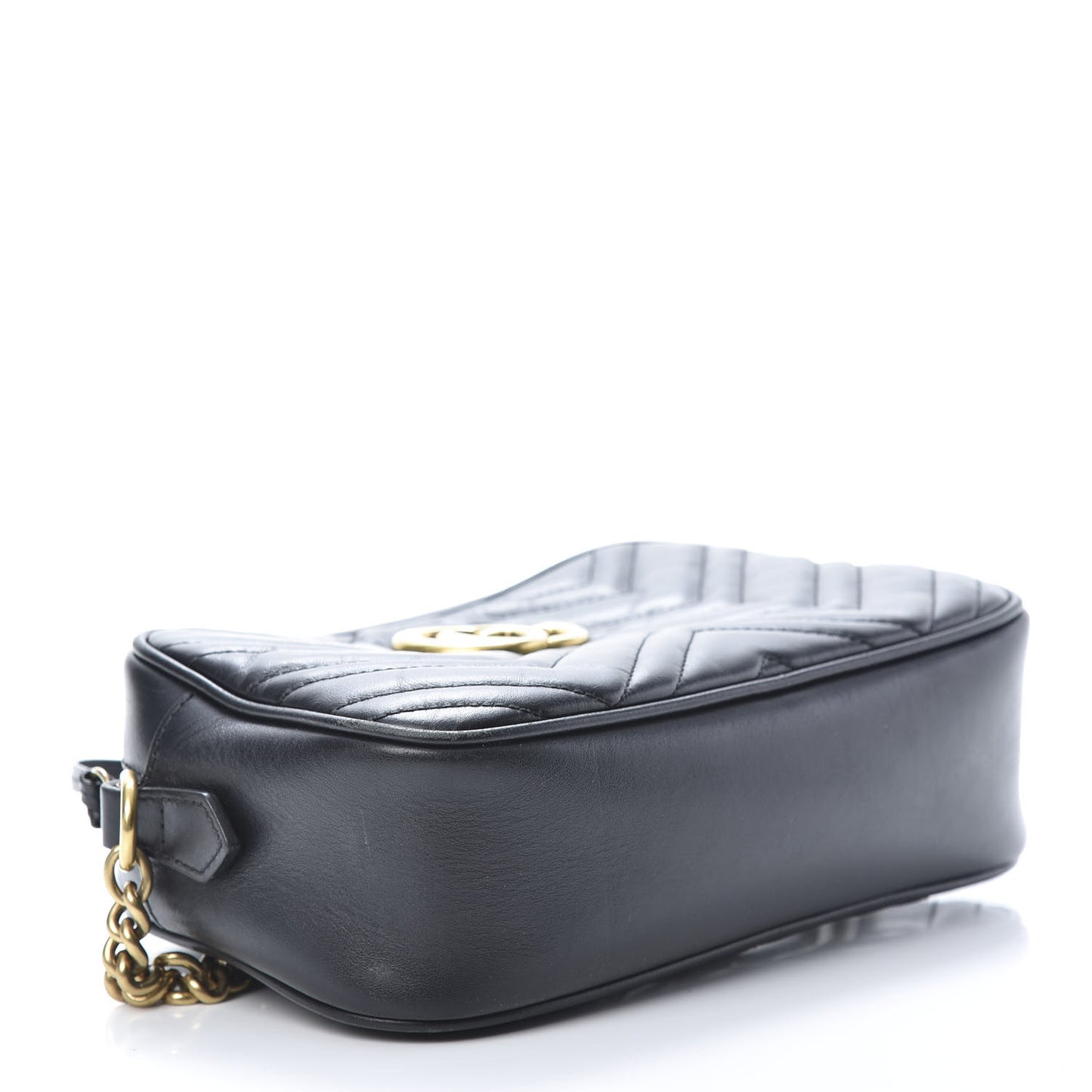 Calfskin Matelasse Small GG Marmont Chain Shoulder Bag Black