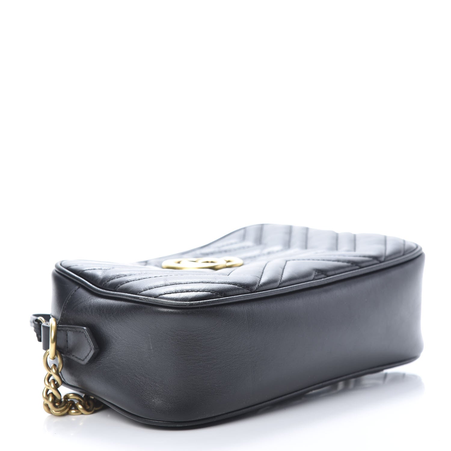 Gucci Calfskin Matelasse Small GG Marmont Chain Shoulder Bag Black 4 of 17