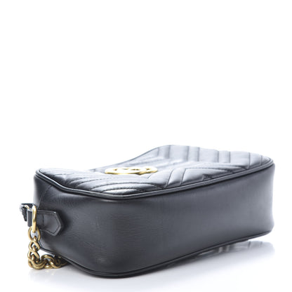 Gucci Calfskin Matelasse Small GG Marmont Chain Shoulder Bag Black 4 of 17
