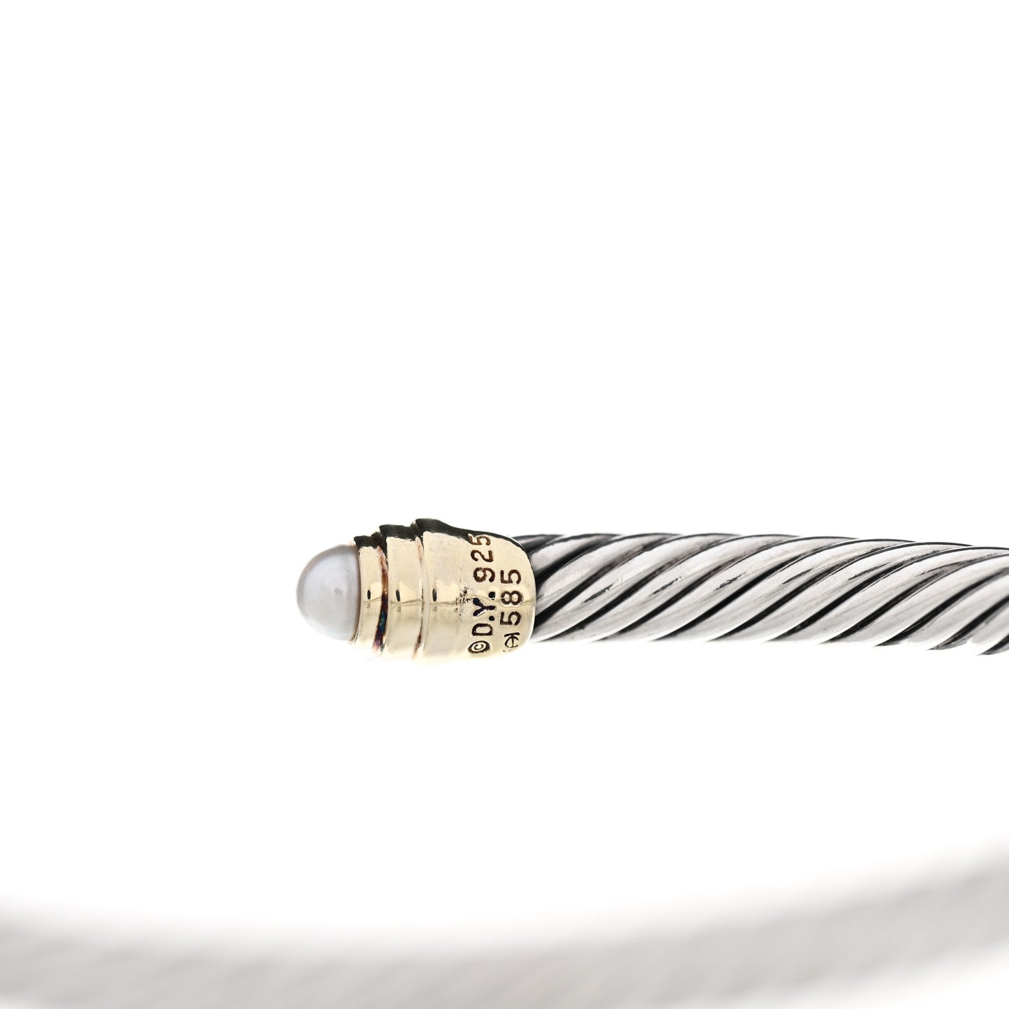 Sterling Silver 14K Yellow Gold Pearl 5mm Cable Classics Petite Color Bracelet