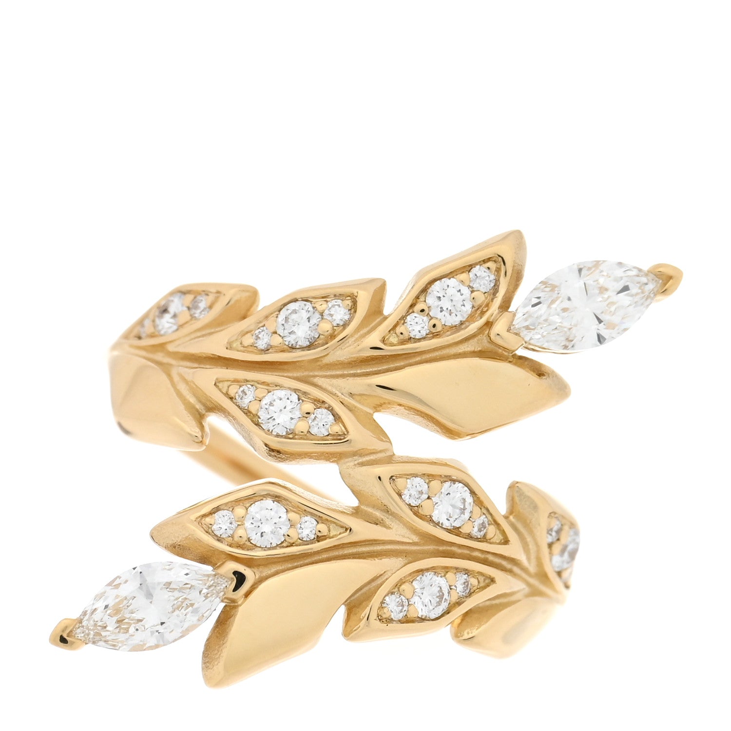 Tiffany 18K Yellow Gold Diamond Victoria Vine Bypass Ring 47 4 1 of 5