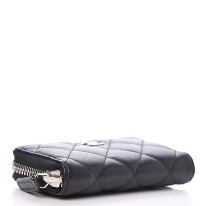 Chanel Lambskin Quilted Zip Around Coin Purse Wallet Black 4 of 8