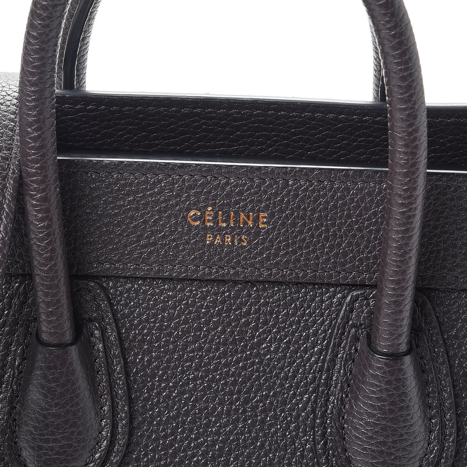 Celine Drummed Calfskin Nano Luggage Liquorice 7 of 9