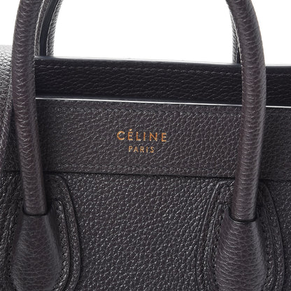 Celine Drummed Calfskin Nano Luggage Liquorice 7 of 9