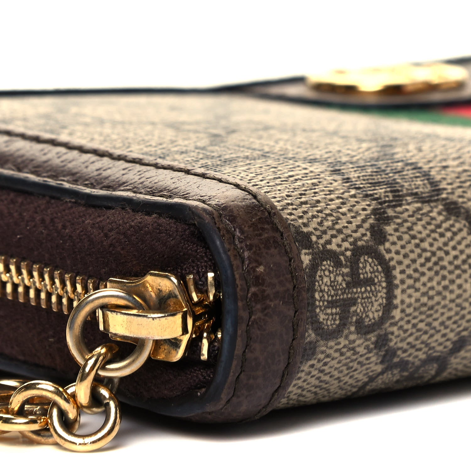 Gucci GG Supreme Monogram Web Ophidia Zip Around Wallet Brown 8 of 9