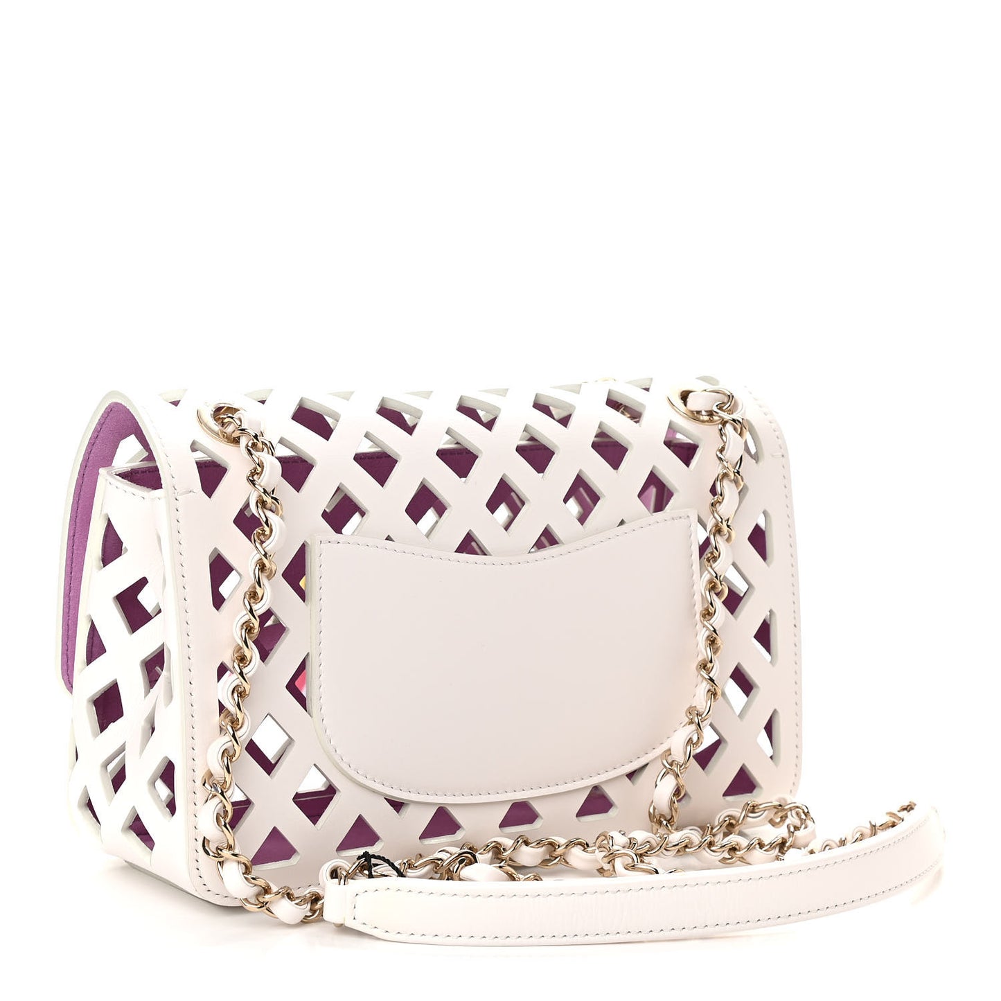 Lambskin Small Sea Through Flap White Multicolor