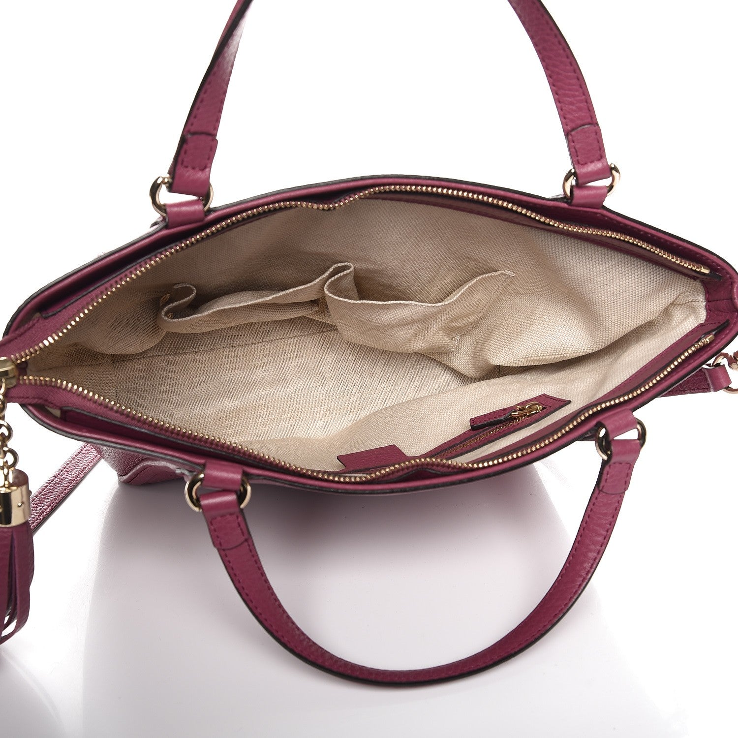 Gucci Pebbled Calfskin Small Soho Top Handle Bag Peonia Flower 6 of 8