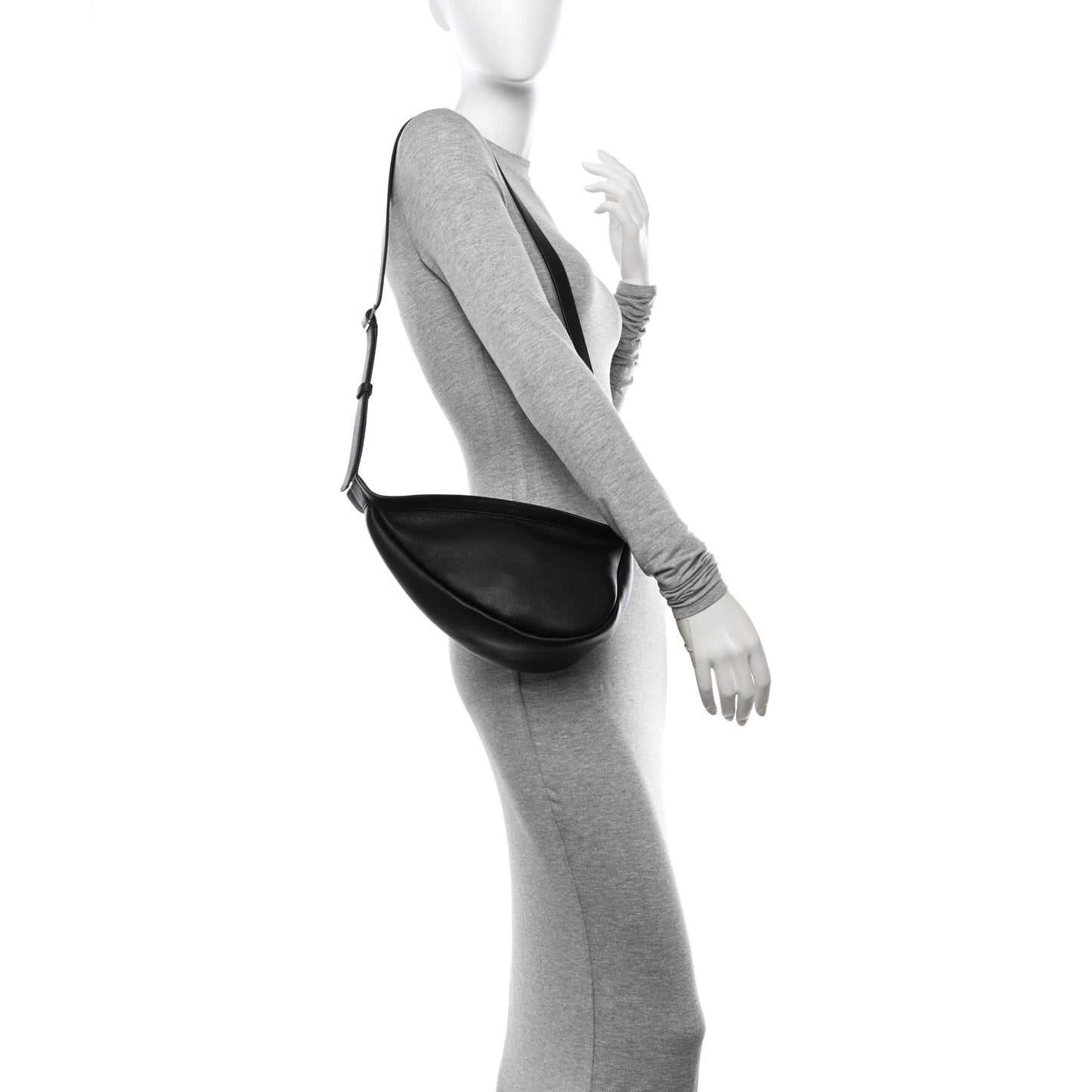 Grained Calfskin Small Slouchy Banana Bag Black