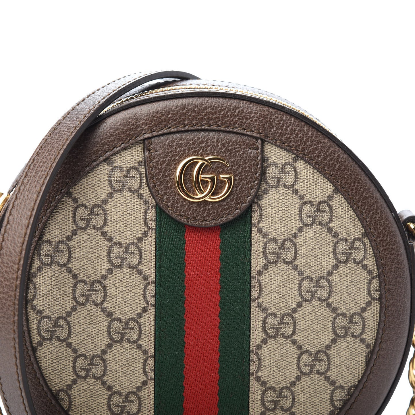 GG Supreme Monogram Web Mini Ophidia Round Shoulder Bag Brown