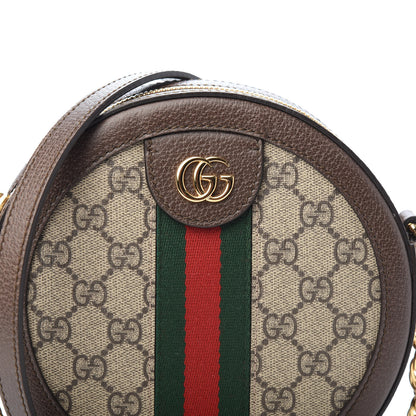 Gucci GG Supreme Monogram Web Mini Ophidia Round Shoulder Bag Brown 7 of 9