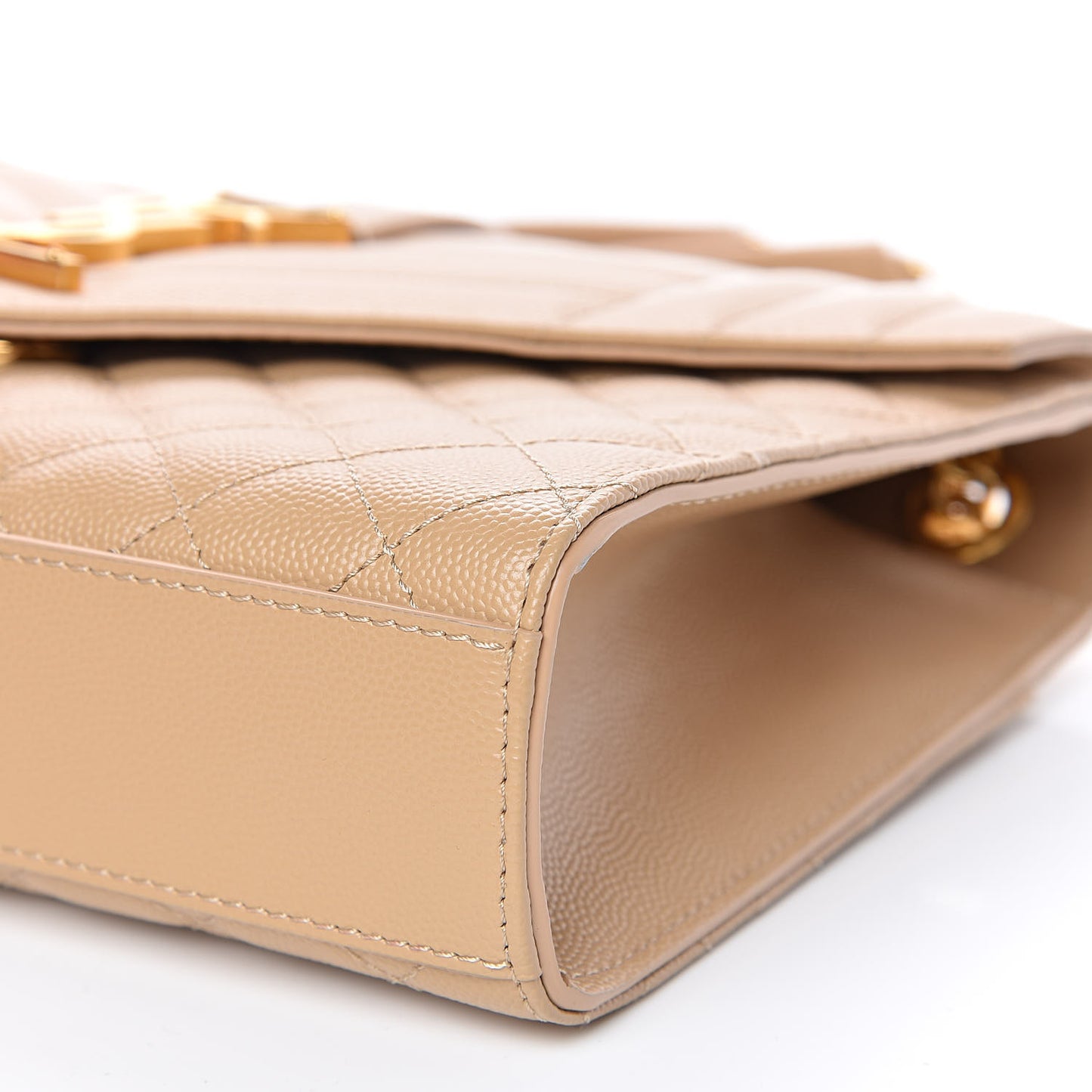 Grain De Poudre Textured Mixed Matelasse Medium Triquilt Monogram Satchel Dark Beige