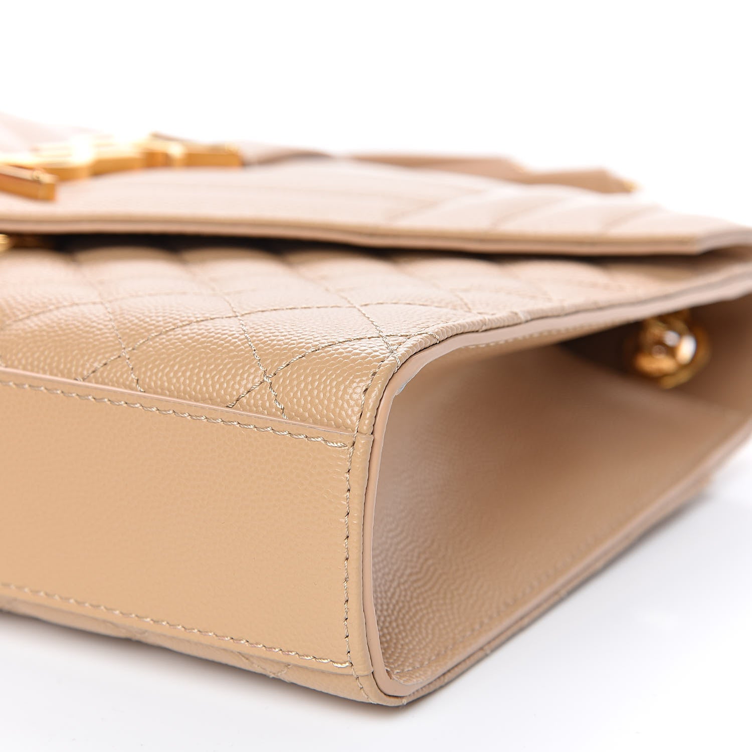 Saint Laurent Grain De Poudre Textured Mixed Matelasse Medium Triquilt Monogram Satchel Dark Beige 9 of 10