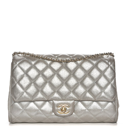 Chanel Iridescent Calfskin Clutch With Chain Flap Silver 1 of 12