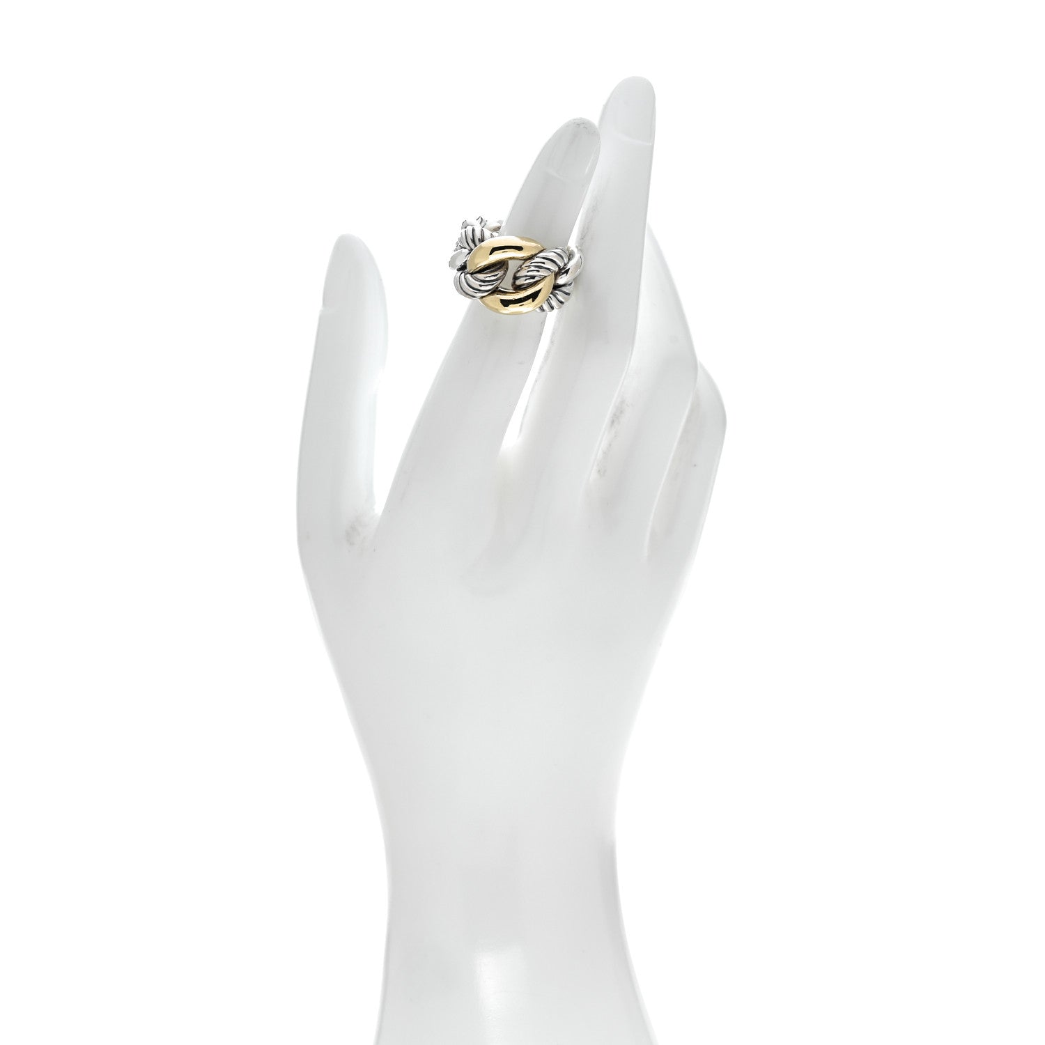 David Yurman Sterling Silver 18K Yellow Gold Belmont Ring 53 6.5 2 of 4