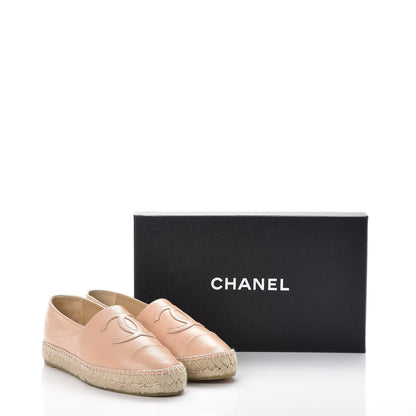 Chanel Lambskin CC Espadrilles 37 Nude 11 of 11
