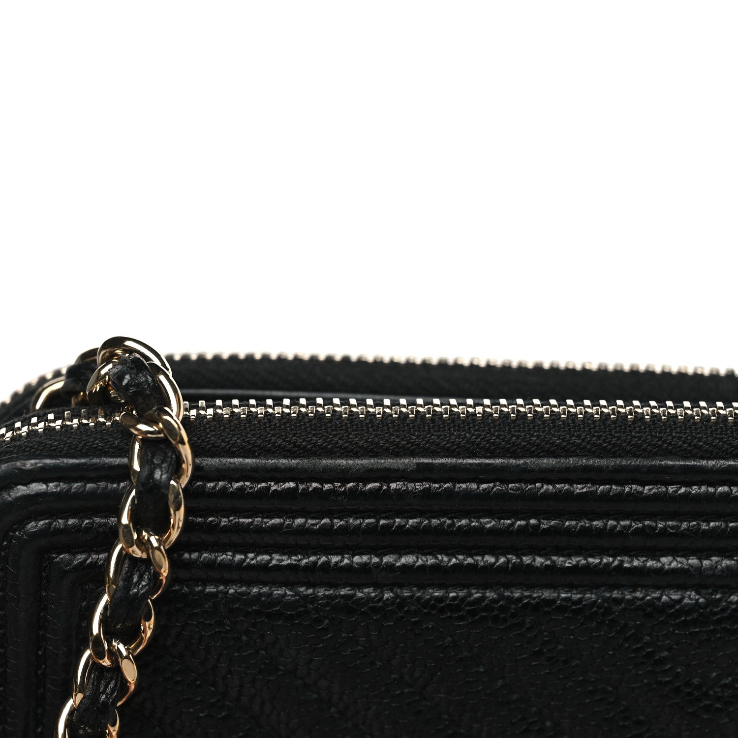 Chanel Caviar Chevron Small Boy Clutch With Chain Black 13 of 13