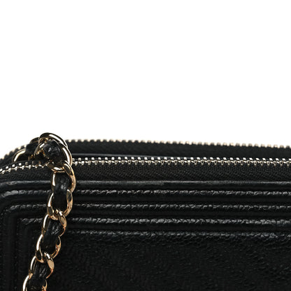 Chanel Caviar Chevron Small Boy Clutch With Chain Black 13 of 13