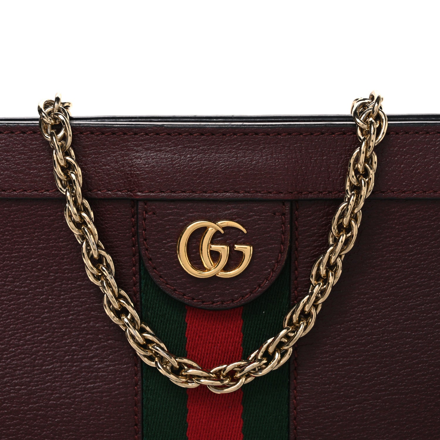 Gucci Calfskin GG Web Small Ophidia Chain Shoulder Bag Vintage Bordeaux 8 of 11