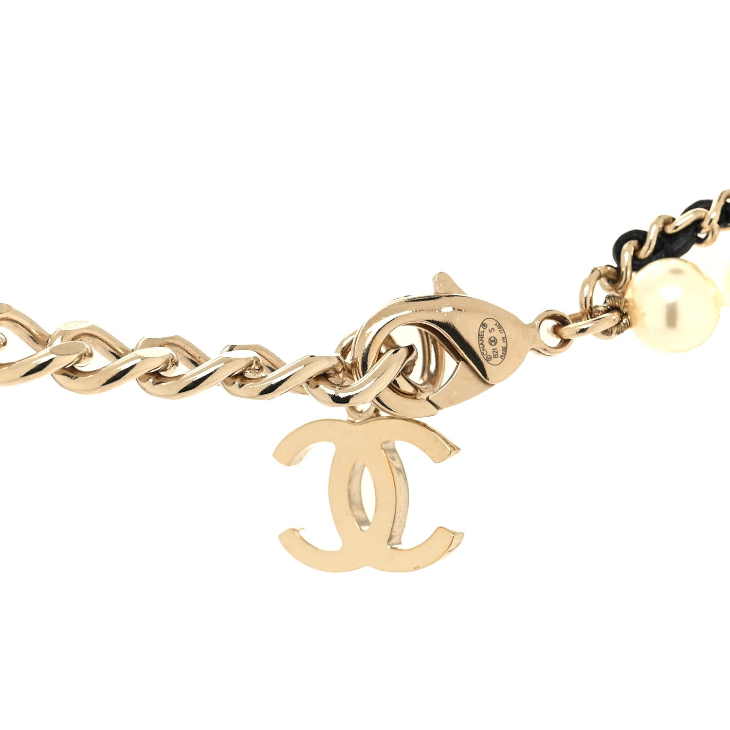 Chanel Lambskin Pearl Quilted Flap Necklace Gold Black Pearly White 4 of 6